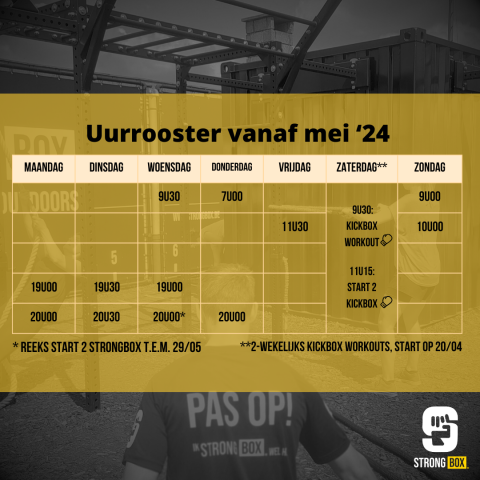 Uurrooster StrongBox Wambeek - mei 2024